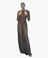 Afia soft mesh sheer shell gown