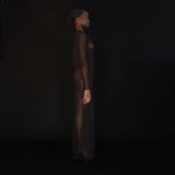 Afia soft mesh sheer shell gown