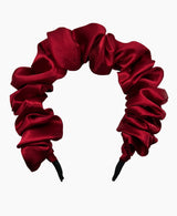 Deep Red Satin Scrunchie Headband