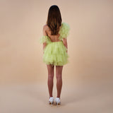 backless tulle ruffled dress