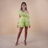 Tulle ruffled dress front