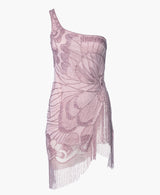 Evangeline Asymmetric Beaded Fringe Dress