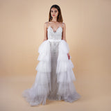 Serene Sparkle Ruffle Tulle Overskirt | 3/4 Coverage Elegant Bridal Skirt bridal