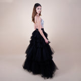side view tulle maxi ruffles narces tulle skirt