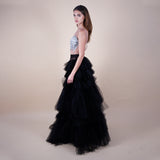Styled with bodysuit tulle maxi ruffles narces tulle skirt