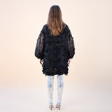 Hinata Noir 3D Floral Coat Dress