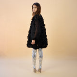 Hinata Noir 3D Floral Coat Dress