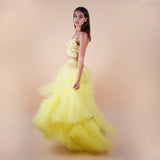 Yellow Tiered tulle voluminous skirt twirl
