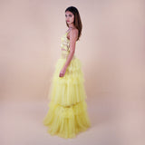 Yellow Tiered tulle voluminous skirt side view