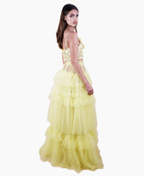 Yellow Tiered tulle voluminous skirt