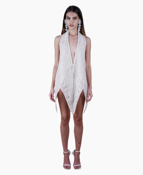 The Isolde Abstract Halter Wrap Dress