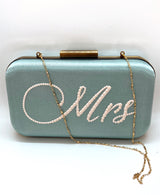 ' SOMETHING BLUE ' Mrs PEARL SATIN CLUTCH