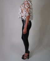 Off White 3D Floral Sheer Tulle Top