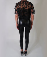 Black 3D Floral Sheer Tulle Top