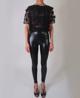Black 3D Floral Sheer Tulle Top
