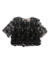Black 3D Floral Sheer Tulle Top