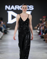 Charlotte Sequin Jumpsuit in black by NARCES