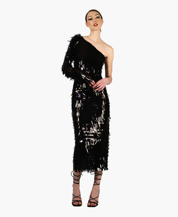 Evani Asymmetric Beaded Fringe Party Dress Perfect for Wedding Events NARCES Evani Asymmetric Beaded Fringe Party Dress Perfect for Wedding Events NARCES