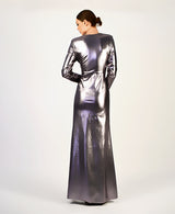 Oren gunmetal vegan leather gown
