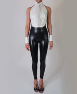 ALEXXX Mini Sequin Backless Tuxedo Top