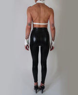 ALEXXX Mini Sequin Backless Tuxedo Top