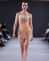 Breccia Sequin Appliqué Mini Dress in pink by NARCES