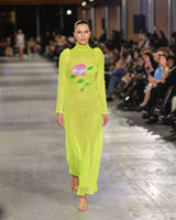 Mika Jumbo Mesh with Floral Appliqué in green by NARCES