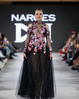 Nikko - Sequin Floral Appliqué Gown - image 1