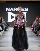 Nikko - Sequin Floral Appliqué Gown - image 2