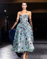 Varenna Sequin Embroidered Dress in turquoise by NARCES