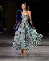 Varenna Sequin Embroidered Dress in turquoise by NARCES