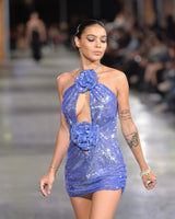 Vinka - Sequin Mini Dress with Flower Appliqué - image 3