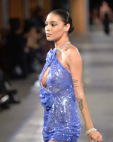 Vinka - Sequin Mini Dress with Flower Appliqué - image 4