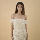 close up of the fringe dress
