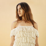 close up of the fringe dress