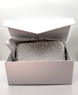 Pearl Studded Offwhite Satin CLUTCH