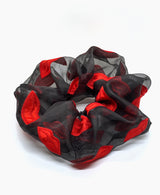 Black Lip Embroidered Organza Super Scrunchie