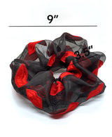Black Lip Embroidered Organza Super Scrunchie