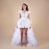 overskirt tulle ruffled with belt front view