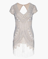 beaded geometric champagne dress