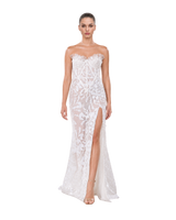 VIVIENNE | Strapless Floral Corset Wedding Dress with Slit