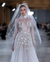 ANDY | High-Neck 3D Floral Long Sleeve Wedding Gown
