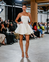 DIVINITY Strapless High-Low Wedding Dress with Overskirt