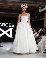 DIVINITY Strapless High-Low Wedding Dress with Overskirt