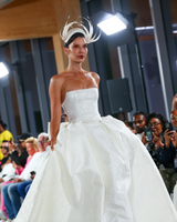 DIVINITY Strapless High-Low Wedding Dress with Overskirt
