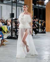 EMILIA | Feather Strapless Bridal Bustier with silk skirt