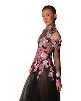 Nikko - Sequin Floral Appliqué Gown