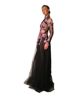 Nikko - Sequin Floral Appliqué Gown