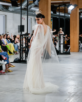 SAFFRON | Beaded Column Wedding Gown with Cape