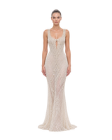 SOLÈNE Art Deco embellished column wedding gown by NARCES